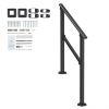 Handrails for Outdoor Steps, 2-3 Step Stair Hand Rail Kit, Transitional Carbon Steel Railings with Installation Kit, Stair Rails for Seniors