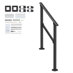 Handrails for Outdoor Steps, 2-3 Step Stair Hand Rail Kit, Transitional Carbon Steel Railings with Installation Kit, Stair Rails for Seniors
