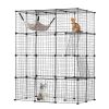 Large 4-tier Cat Cage, 41 x 28 x 55", Detachable Metal Wire Cat Enclosure, with 4 Front Doors Hammock Ramp ladders