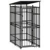 Dog Kennel Black Powder-coated steel 19.8 sq ft Durable