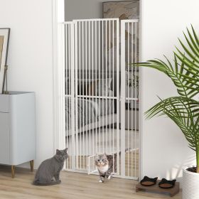 67 Inch Extra Tall Pet Gate with Cat Door Narrow Gap Extension