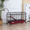 41"L Small Animal Cage, Pet Play House for Rabbit Hutch Ferret with Feeder, Rolling Wheels, Platform, Ramp