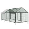 Metal Chicken Coop for 6-8 Chickens, 3.3 x 9.8 x 3.3 ft, Small Chicken Cage with Waterproof Cover & 3 Doors