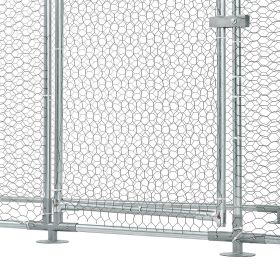 Large Metal Chicken Coop,9.8 x 3.3 x 6.6 ft, Walk-in Chicken Run House with Waterproof Cover & Sturdy Frame