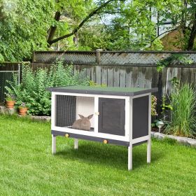 Wooden Rabbit Hutch, Bunny Cage for Small Pet w/ Slide-out Tray, Openable Roof