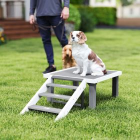 Wooden Dog Training Platform Board with Ladder, Pet Agility System for Indoor Outdoor, Gray