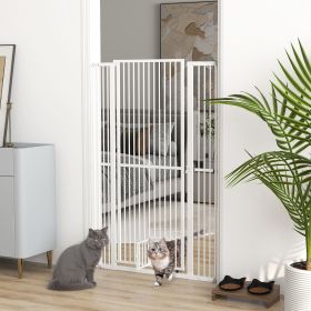 59 Inch Extra Tall Pet Gate with Cat Door Narrow Gap Extension