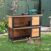 48" 2-Story Large Rabbit Hutch Bunny Cage Wooden Pet House Metal Frame with Individual Room