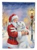 Great Pyrenees with Santa Claus House Flag Large Porch Sleeve Pole Decorative Outside Yard Banner Artwork Wall Hanging, Polyester, House Size