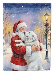 Great Pyrenees with Santa Claus House Flag Large Porch Sleeve Pole Decorative Outside Yard Banner Artwork Wall Hanging, Polyester, House Size