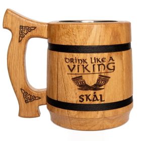 Beer Mug 20 OZ Skal Viking mug Tankard Mug Beer stein Wooden beer mug Handmade Gifts for Men Fathers Day Christmas Birthday Gifts Norse & Celtic Men M