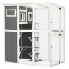 Wooden Cat Catio, 66.5"L Walk in Outdoor Cat House with PVC Weather Protection Roof, Multiple Platforms