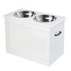 **Large Elevated Pet Feeder with Storage Base 2 Stainless Steel Bowls**