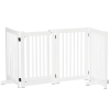 Free Standing Wooden Pet Gate Indoor Dog Barrier Foldable Step Over Doorway Fence Safety Gate with Open Door Z Shape 4 Panel