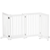 Free Standing Wooden Pet Gate Indoor Dog Barrier Foldable Step Over Doorway Fence Safety Gate with Open Door Z Shape 4 Panel