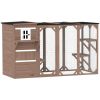 Wooden Cat 76"L Walk in Outdoor Cat House with Asphalt Roof, Lockable Doors