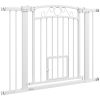 Dog Gate, Walk Through Pet Gate w/ Small Pet Door, Auto Close for Doorways, House, Stair, 30"-41" W x 30" H
