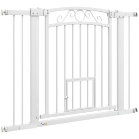 Dog Gate, Walk Through Pet Gate w/ Small Pet Door, Auto Close for Doorways, House, Stair, 30"-41" W x 30" H