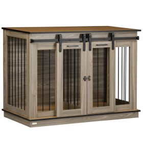 47 Inch Dog Crate Furniture TV Stand with Divider Panel Kennel