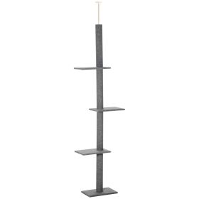 100" Floor To Ceiling Cat Tree w/ 3 Perches Activity Center for Kittens Cat Tower Furniture, Grey