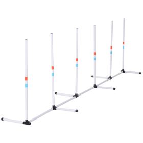 Adjustable Dog Agility Training Obstacle Set with Weaves Poles and Storage Bag, Outdoor Games and Exercise White