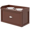 Raised Pet Feeding Station with Storage 2 Stainless Steel Bowls, 23.6"x11.8" x14.2", Brown
