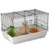 Rabbit Guinea Pig or Bunny Cage with Sliding-Out Trays, Bottom Wood Board, Doors, 24" x 15" x 16"