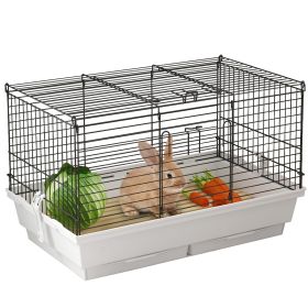 Rabbit Guinea Pig or Bunny Cage with Sliding-Out Trays, Bottom Wood Board, Doors, 24" x 15" x 16"