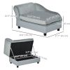 Pet Sofa Dog Couch Chaise Lounge Pet Bed with Storage Function Small Sized Dog Various Cat Sponge Cushioned Bed Lounge, Light Grey