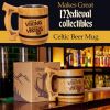 Beer Mug 20 OZ Insulated Viking mug Tankard Mug Beer stein Wooden beer mug Handmade Gifts for Men Fathers Day Christmas Birthday Gifts Norse Celtic Me