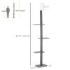 100" Floor To Ceiling Cat Tree w/ 3 Perches Activity Center for Kittens Cat Tower Furniture, Grey