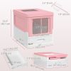 Top Entry Enclosed Kitty Litter Box with Scoop, Tray, Front Entry, Large Space, Foldable,