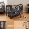 46 in Heavy Duty Dog Crate, Furniture Style Crate with Removable Trays and Wheels