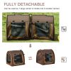 39" Portable Soft-Sided Pet Cat Carrier With Divider, Dual Compartment, Soft Cushions, & Storage Bag - Brown