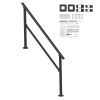 Handrails for Outdoor Steps, 5 Step Stair Hand Rail Kit, Transitional Carbon Steel Railings with Installation Kit, Stair Rails for Seniors