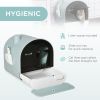 Cat Litter Box with Lid, Covered Litter Box for Indoor Cats with Tray, Scoop, Mat, Filter, 17" x 17" x 18.5" , Green
