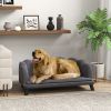 Comfortable Large Dog Couch Charcoal Gray with Foam Cushioning and Extra Pillow