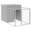 Dog House with Run Light Grey 43.3x79.1x43.3" Galvanised Steel