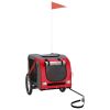 Pet Bike Trailer Red and Grey Oxford fabric, iron, PVC Foldable