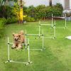 Dog Agility Training Equipment, 4 Piece Set with Adjustable Height Jump Bars, White
