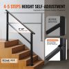 VEVOR Outdoor Handrails for Steps, 4-5 Step Stair Rail Kit, Black Square Tube with Horizontal Bar, Carbon Steel Support Rails for Seniors