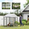 Outdoor Dog Kennel with Waterproof UV-Resistant Cover, Rotating & 4-Level Adjustable Feeding Bowls, 5.9 x 4 x 6 ft