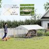 Outdoor Dog Run w/ Adjustable & Rotating Bowls, Waterproof UV-Resistant Cover, Secure Lock, 13.1' x 7.5' x 5.2'