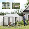 Outdoor Dog Kennel with Waterproof UV-Resistant Cover, Rotating & 4-Level Adjustable Feeding Bowls, 6 x 6 x 6 ft