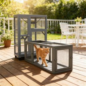 Wooden cat tunnel, cage, cat nest, combinable design, dark gray