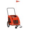 Pet Bike Trailer Orange and Grey Oxford Fabric, Iron, PVC