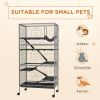 63" H Rolling Small Animal Cage with Hammock, Ferret, Chinchilla Pet Habitat with 6 Doors and Removable Tray
