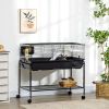 Two-Story Small Animal Cage Removable from Stand, Guinea Pig Cage, Hedgehog Cage, Chinchilla Cage, Ferret, with Shelf & Wheels, Pet Habitat