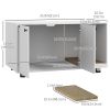 Litter Box Furniture Hidden Cat Washroom Furniture with Double Doors and Scratching Pad, White