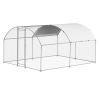 Metal Chicken Coop, 9.8x13.1x6.5 ft Large Walk-in Chicken Runs with Cover, Doom Roof Hen House Enclosure with Security Lock
